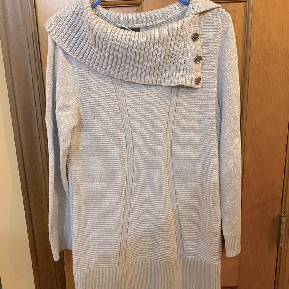 Style & Co Silver Shimmer Cowl Neck Sweater